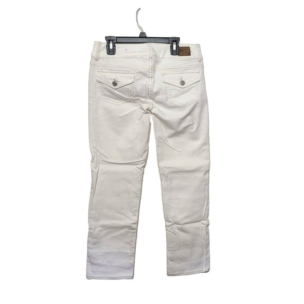 American Eagle Stretch Artist Straight Leg Jeans Womens Size 0 White Flap Pocket - Picture 2 of 9
